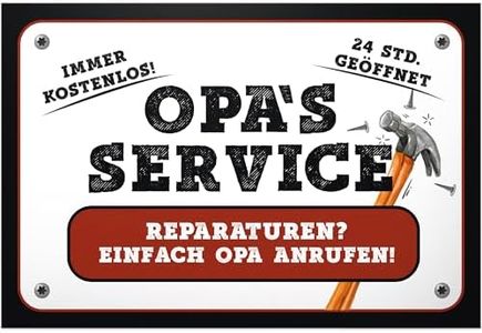 DankeDir! Grandpa's Service Plastic Sign - Cute Door Sign Grandpa's Workshop Wall Decoration Gift Idea Birthday Gift Grandpa Personal Sweet Gift Grandfather Grandparents
