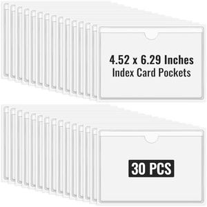 Clear Adhesive Pockets 4"x6" Index Card Pockets Sleeves Self Adhesive with Top Loading Label Pockets (30 PCS)