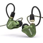 BASN Metalen 4 Drivers in-Ear Monitor Headphones, Noise Isolating IEMs with Deep Bass, for Musicians Singers Drummers Bassists(Metallic Green)