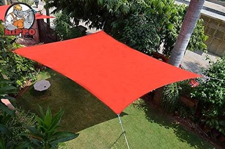 HIPPO Shade Sail 12 x 16 ft 180 GSM Sun Shade 90% UV Block for Canopy Cover, Outdoor Patio, Garden, Pergola, Balcony Tent (Red, Customized, Pack of 1)