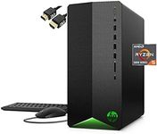 HP Pavilion Gaming Desktop, AMD Radeon RX 5500, AMD Ryzen 5 5600G Processor, 16 GB RAM, 1TB SSD, Windows 11 Home, 9 USB Ports, Keyboard and Mouse Combo, Pre-Built PC Tower, Black