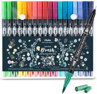 Ohuhu Brush Pen 36 Colors Sketch Pen Set for Artists No Bleeding Water-based Dual Tips Fineliner & Brush Drawing Pens Art Marker for Kids Adults Sketching Calligraphy Journal School - Maui - Black