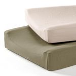 lulumoon Baby Changing Pad Cover: Muslin Diaper Changing Table Pad Cover - Changing Pad Sheets for Girls Boys (Olive+Cream)