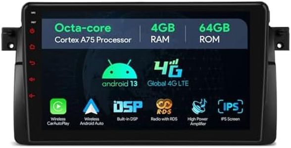 XTRONS Car Stereo for BMW E46 M3 Rover75 MG ZT, Android 13 Octa Core 4GB+64GB Car Radio, 9 Inch IPS Touch Screen GPS Navigation for Car Bluetooth Head Unit Built-in DSP Car Play Android Auto 4G LTE