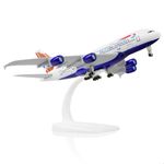 QIYUMOKE Airbus A380 1/300 British Airway Diecast Metal Airplane Model with Stand Sky Jumbo Airliner Alloy Model Kit for Aviation Enthusiast Gift