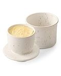 HOME DECOR Reactive Glaze Butter Crock, French Butter Crock for Counter, Butter Keeper with Water Line for Fresh Spreadable Butter -Reactive White