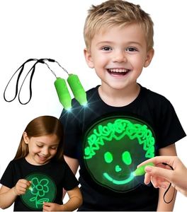 tismilek Glow in The Dark T-Shirt for Kids, Boys & Girls Birthday Shirts Gift, Interactive Glow Art Drawing Board with Light, Neon Shirts for boy Girl