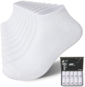 LWK Men's Bamboo Running Ankle Socks 10-Pack - Gift Box,Seamless Toe,Cushioned Sole,Breathable,Moisture Wicking,Arch Support