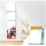 Sqinor Self Adhesive Mirror Tiles Glass Square Stick On Full Length Long Wall Mirrors for Living Room Bedroom Hallway Walls (Normal Grinding, 30x30cm, 4pcs)