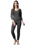 FF Winter Wear Thermal Upper Vest and Bottom Lower Warmer Combo for Women Long Johns Underwear Set Color - Dark Grey (Size - 3XL)