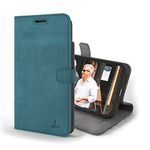 Snakehive Vintage Wallet for Apple iPhone 13 Pro Max || Real Leather Wallet Phone Case || Genuine Leather with Viewing Stand & 3 Card Holder || Flip Folio Cover with Card Slot (Teal)