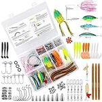 TCMBY Fishing Tackle Lures Bait Kit Set Tackle Box for Freshwater Fishing Including Fishing Gear, Fishing Lures, Spinnerbait, Spoon, Topwater, Hooks, Jigs for Bass Trout Fishing.