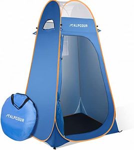 Alpcour Portable Pop Up Tent – Privacy Tent for Portable Toilet, Shower and Changing Room for Camping and Outdoors �– Spacious, Extra Tall and Waterproof with Utility Accessories - Sturdy and Easy Fold