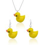 GBAHFY Rubber Unique Personalized Yellow Duck Earring lightweight Funny Cute Duck Dangle Drop Earrings Necklace Set for Women Charming Jewelry Gift, Resin, n/c