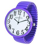 Geneva Super Large Stretch Watch Clear Number Easy Read (Lavender), Lavender, Small, Modern