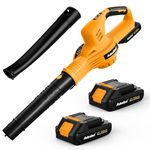 Leaf Blower Cordless, 20V Leaf Blowers with 2X Battery and Charger 150MPH 2 Speed Electric Blower for Lawn Care,Patio, Garden, House, Depot