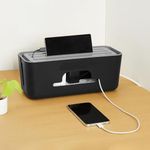 UCRAVO Cable Management Box with Mobile Stand - Power Strip, Cords, Wires | Surge Protector Hiding Cover Organizer for desk Management Box with Mobile Stand Hiding Cover Organizer for Home, Office