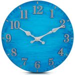 eYotto 12inch Garden Clock, 30cm Painted Resin Outdoor Waterproof Clocks for the Garden, Silent Wall Clock Non-ticking Battery Operated Outside Clock for Patio Pool Beach Living Room Decorative (Blue)