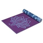 Gaiam Yoga Mat Premium Print Reversible Extra Thick Non Slip Exercise & Fitness Mat for All Types of Yoga, Pilates & Floor Workouts, Purple Lotus, 68 inchL x 24 inchW x 6mm Thick