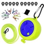 Portable Clothesline for Travel，Retractable 10 m Anti-Winding Travel Washing Line, Portable Camping Clothesline Cord with 10 Fixed Buckles and 10 Clothes Pegs for Camping Outdoor Indoor