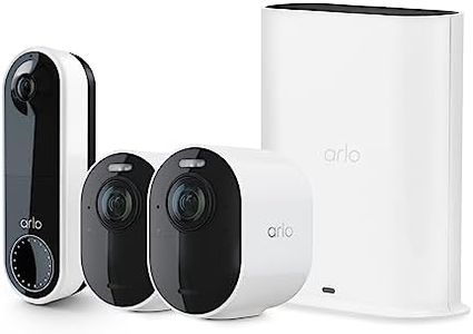Arlo Ultra 2 Spotlight Camera - 2 Camera Security System (VMS5240-200NAS) Essential Wire-Free Video Doorbell (AVD2001), White