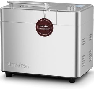 Neretva Brotbackautomat, 17 Programme&1KG Kapazität Brotbackautomaten mit Auto Nuss&Fruchtspender, Antihaftbeschichteter Keramikform, 15H Timer&1H Warmhalte, geräuscharm, Edelstahl, inklusive Rezepte
