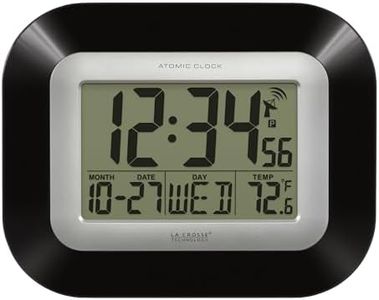 La Crosse Technology WT-8005U-B Atomic Digital Wall Clock with Indoor Temperature, Black