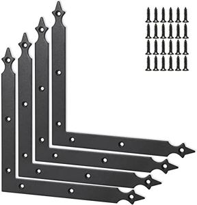 Foxwake Barn Door Decorative Corner Bracket, 7.7 in Matte Black Rustic L Brackets Sliding Door Hardware Decorator for Garage Farmhouse Mirrors Frame Garden Gate(4 Pcs with Screw)