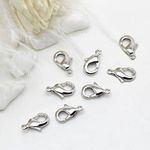 Tia Crafts Jewellery Making Lobster Clasps Claw Hooks for Necklace and Bracelet/Findings Fasteners -Pack of 50 pcs (Silver)