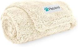 PetAmi Fluffy Waterproof Dog Blanket for Small Medium Dogs, Soft Warm Pet Sherpa Throw Pee Proof Couch Cover, Reversible Cat Puppy Bed Blanket Sofa Protector, Plush Washable Pad (Beige Cream, 29x40)