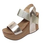 Pierre Dumas Hester Women's Platform Wedge Open Toe Sandals gold Size: 7 UK