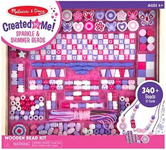 Melissa & Doug Created by Me! Sparkle & Shimmer Beads Wooden Bead Kit, 340+ Beads for Jewelry-Making