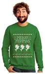 TeeStars - Merry Fishmas Fishing Ugly Christmas Sweater Funny Xmas Sweatshirt - Green -