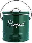 Innoteck Essentials Compost Bucket - Up to 3.6 Litre Kitchen Composting Bucket - Charcoal Filters and Lid for Indoor Organic Food Waste Recycling - Metal Kitchen Compost Bin - Glossy Green