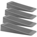 Rubber Door Stop 4 Pack, Door Stoppers for Floor, Door Stops Indoors, Door Wedge, Non-Slip Rubber Door Stopper, Door Wedges Indoors, Ideal for All Floor Types, Grey