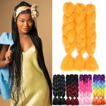 Yamel Braiding Hair Extension,Kanekalon Braiding Hair for Braiding Crochet Twist Box Braids Hair 24 Inch 3pcs Orange Jumbo Braiding Hair