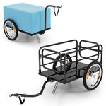COSTWAY Bike Cargo Trailer, Folding Bicycle Cargo Storage Cart with Oxford Cloth Removable Cover, Versatile Coupler, Reflectors & 2 Wheels, Utility Luggage Storage Carrier, 55kg Max Load
