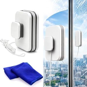6-in-1 Magnetic Window Cleaner, 2027 Upgraded Double Sided Glass Cleaning Tool with Strong Magnets, Dual-Action Window Wiper with Anti-Fall Rope for Home Car Office,Fits 15-26mm Glass