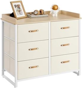 SONGMICS Dresser for Bedroom with 6 Drawers, Chest of Drawers, with Water-Resistant Changing Table, Storage Organizer Cabinet, for Kids Room Nursery Living Room Hallway, Beige UGKR101K01