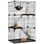 BestPet 3-Tier Cat Cage Enclosre Cat Crate Ferret Cage Cat Kennel Cat Playpen with Free Hammock 3 Cat Bed 3 Front Doors 2 Ramp Ladders Perching Shelves,67 inches