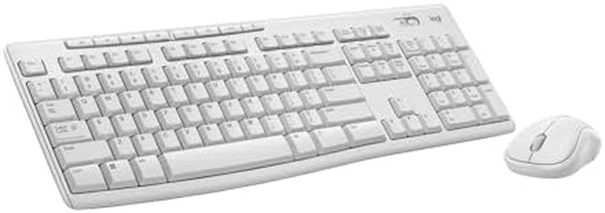 Logitech MK270 Full Size Wireless Keyboard and Mouse Combo - Off White | Full size keyboard with spill-resistant design, compact ambidextrous mouse, connect via single included USB-A Nano Receiver