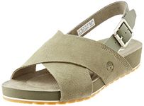 Timberland Women's Malibu Waves Basic X Strap Sandal, Dark Green Suede, 10