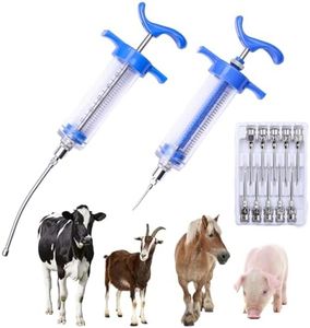 2Pcs 30ML Livestock Syringe, Reusable Adjustable Goat Drench Syringe, with 1 Drench Nozzle 10 Needles, Suitable for Medium And Large Poultry Such As Pigs, Sheep, Cattle, Horses, Etc