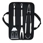 3PCS BBQ Tool Set, Stainless Steel Barbecue Grilling Utensils Kit with Oxford Storage Bag, Spatula,Tongs,and Fork BBQ Tool Accessories for Outdoor Cooking Household,Party,Camping