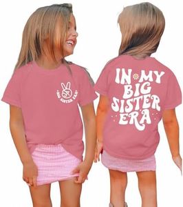 BOUTIKOME Big Sister Shirts Toddler Baby Girl in My Big Sister Era Tshirt Summer Tee Announcement Outfit Short Sleeve Top(Pink,2-3T)