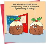 Twizler Funny Christmas Card Christmas Puddings - Merry Christmas Card Funny - Xmas Card - Mens Christmas Card For Him Husband Dad Grandad - Womens Christmas Card For Her Wife Mum Grandma Nan Partner