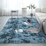 Blivener Soft Touch Area Rug Bedroom Anti-Skid Yoga Carpet Shaggy Rugs Fluffy Motley Tie-dye Carpets Dark Blue 90 x 150 cm