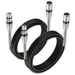 NUOSIYA 3M XLR Cable, 2 Pack 10ft Metal Spring SR Design Balanced Microphone XLR Male to Female Extension Cable for Studio Recorder, Mic, Mixer, Speaker System, Phantom Power