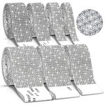 7 Rolls Diamond Self-Adhesive Rhinestone Ribbon Silver Diamond Crystal Bling Wrap Strips Roll Glitter Jewel Sticker Tape for DIY Crafts Car Phone Dresser Shoes Charms Christmas décor