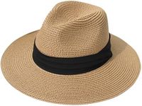 Lanzom Women Wide Brim Straw Panama